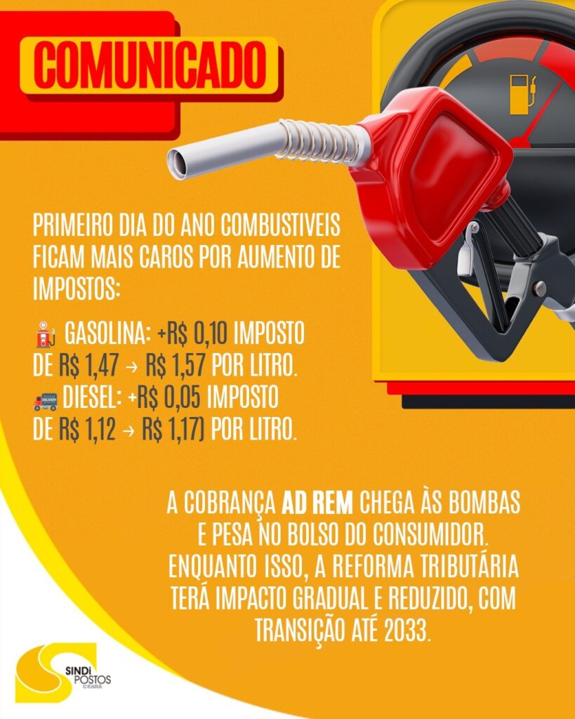 Primeiro dia do ano com aumento de combustível Tabela